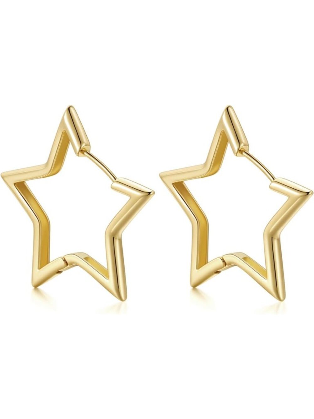 Chic Star Hoop Earrings for Women - Silver, Black & Gold Plated, 20-60MM
